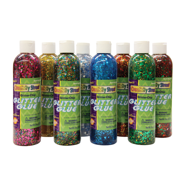 Creativity Street Glitter Glue, Assorted Confetti, 8 fl. oz., PK8 PAC8562